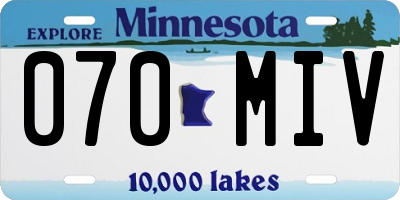 MN license plate 070MIV