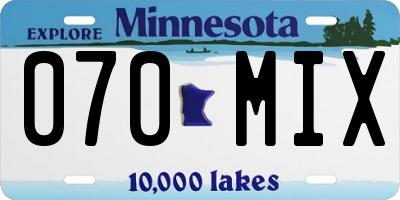 MN license plate 070MIX