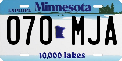 MN license plate 070MJA