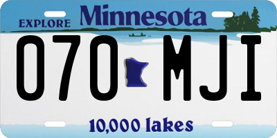 MN license plate 070MJI