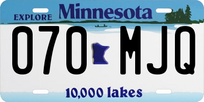MN license plate 070MJQ