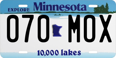 MN license plate 070MOX