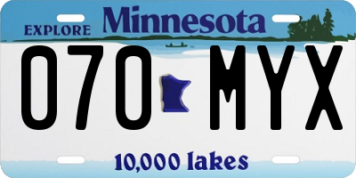 MN license plate 070MYX