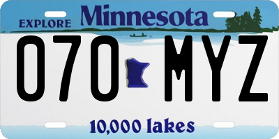 MN license plate 070MYZ