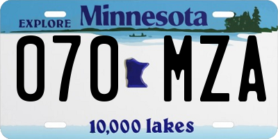MN license plate 070MZA