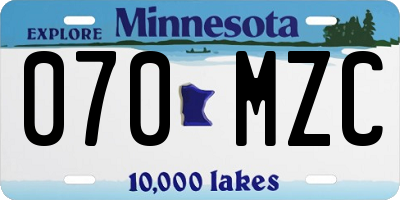 MN license plate 070MZC