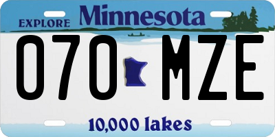 MN license plate 070MZE