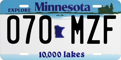 MN license plate 070MZF