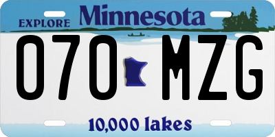 MN license plate 070MZG
