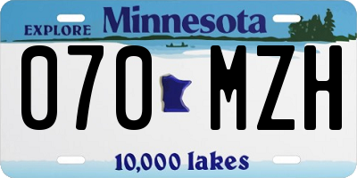 MN license plate 070MZH