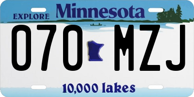 MN license plate 070MZJ