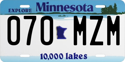MN license plate 070MZM