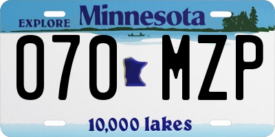 MN license plate 070MZP