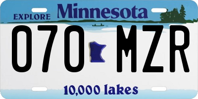 MN license plate 070MZR