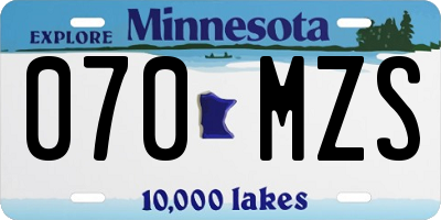 MN license plate 070MZS