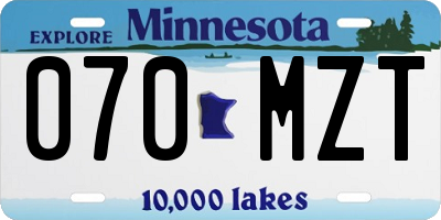 MN license plate 070MZT