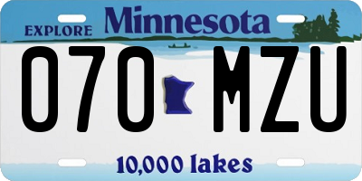 MN license plate 070MZU