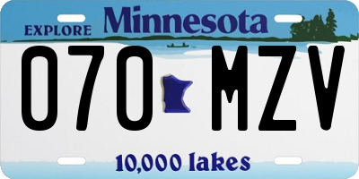 MN license plate 070MZV