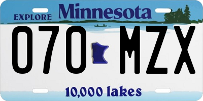 MN license plate 070MZX