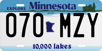 MN license plate 070MZY