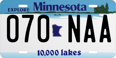 MN license plate 070NAA