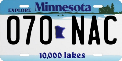 MN license plate 070NAC