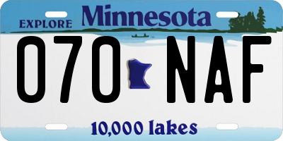 MN license plate 070NAF