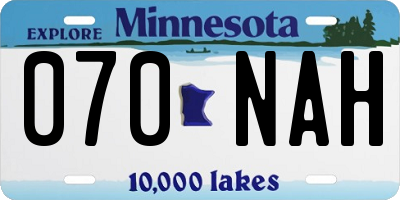 MN license plate 070NAH