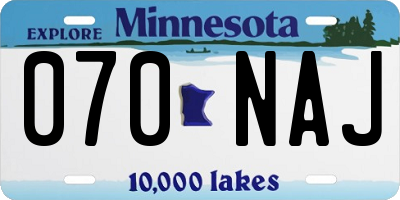 MN license plate 070NAJ