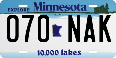 MN license plate 070NAK