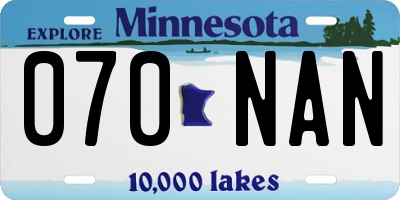 MN license plate 070NAN