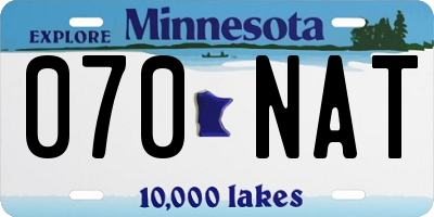 MN license plate 070NAT