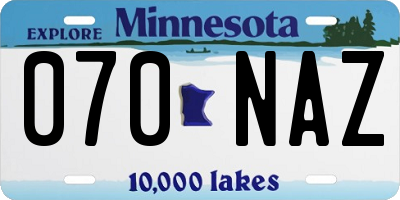 MN license plate 070NAZ