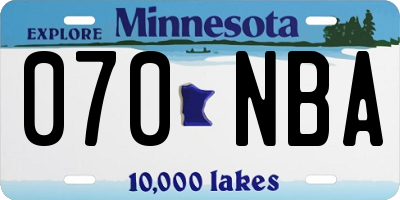 MN license plate 070NBA