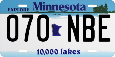 MN license plate 070NBE
