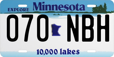 MN license plate 070NBH