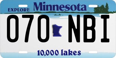 MN license plate 070NBI