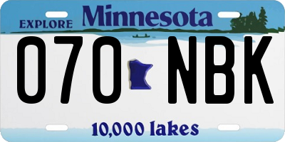 MN license plate 070NBK