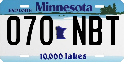 MN license plate 070NBT
