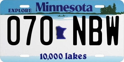 MN license plate 070NBW