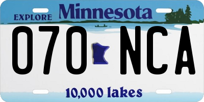 MN license plate 070NCA