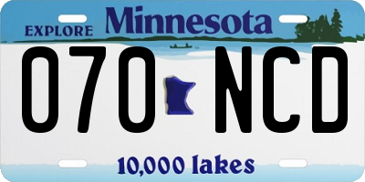 MN license plate 070NCD