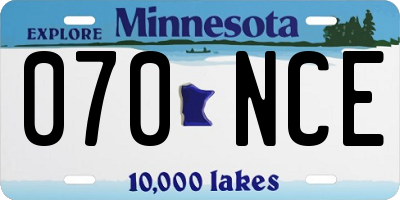 MN license plate 070NCE