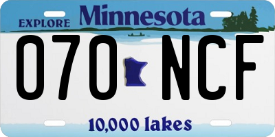 MN license plate 070NCF