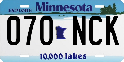 MN license plate 070NCK