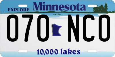 MN license plate 070NCO