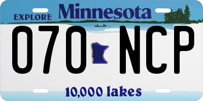 MN license plate 070NCP