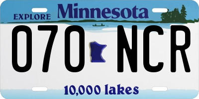 MN license plate 070NCR