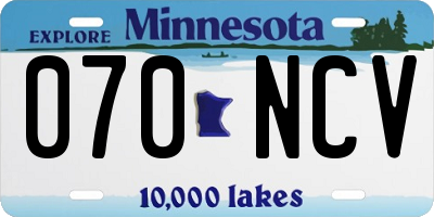 MN license plate 070NCV