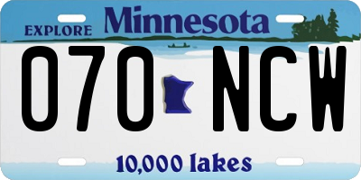 MN license plate 070NCW